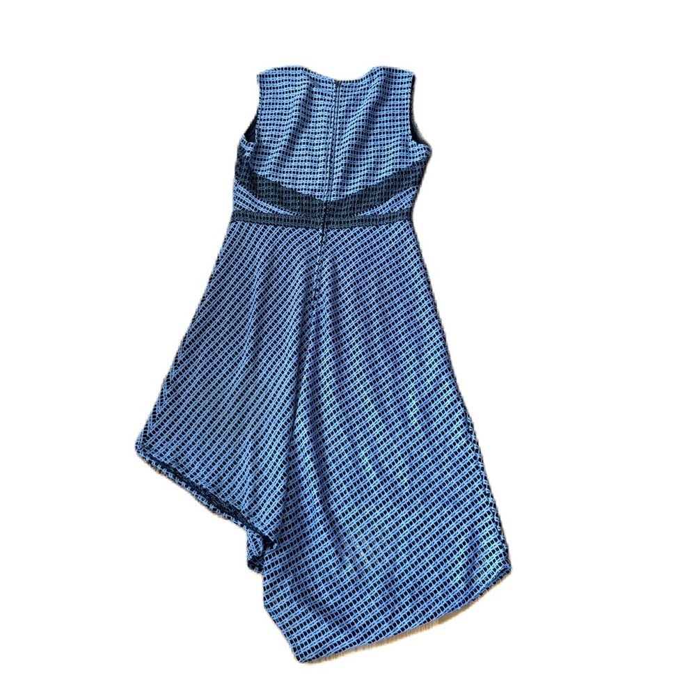 BCBG Max Azria Tracie Assymetrical Dress Blue Black Large Midi Sleeveless - Picture 4 of 6
